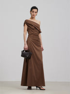 Chic Pleated Cross-Back Maxi Dress
