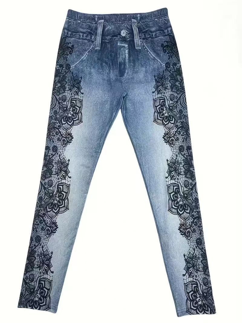 Women’s High-Waist Printed Skinny Tapered Pants: Casual Slim Fit