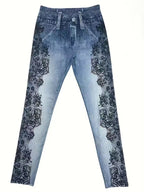 Women’s High-Waist Printed Skinny Tapered Pants: Casual Slim Fit