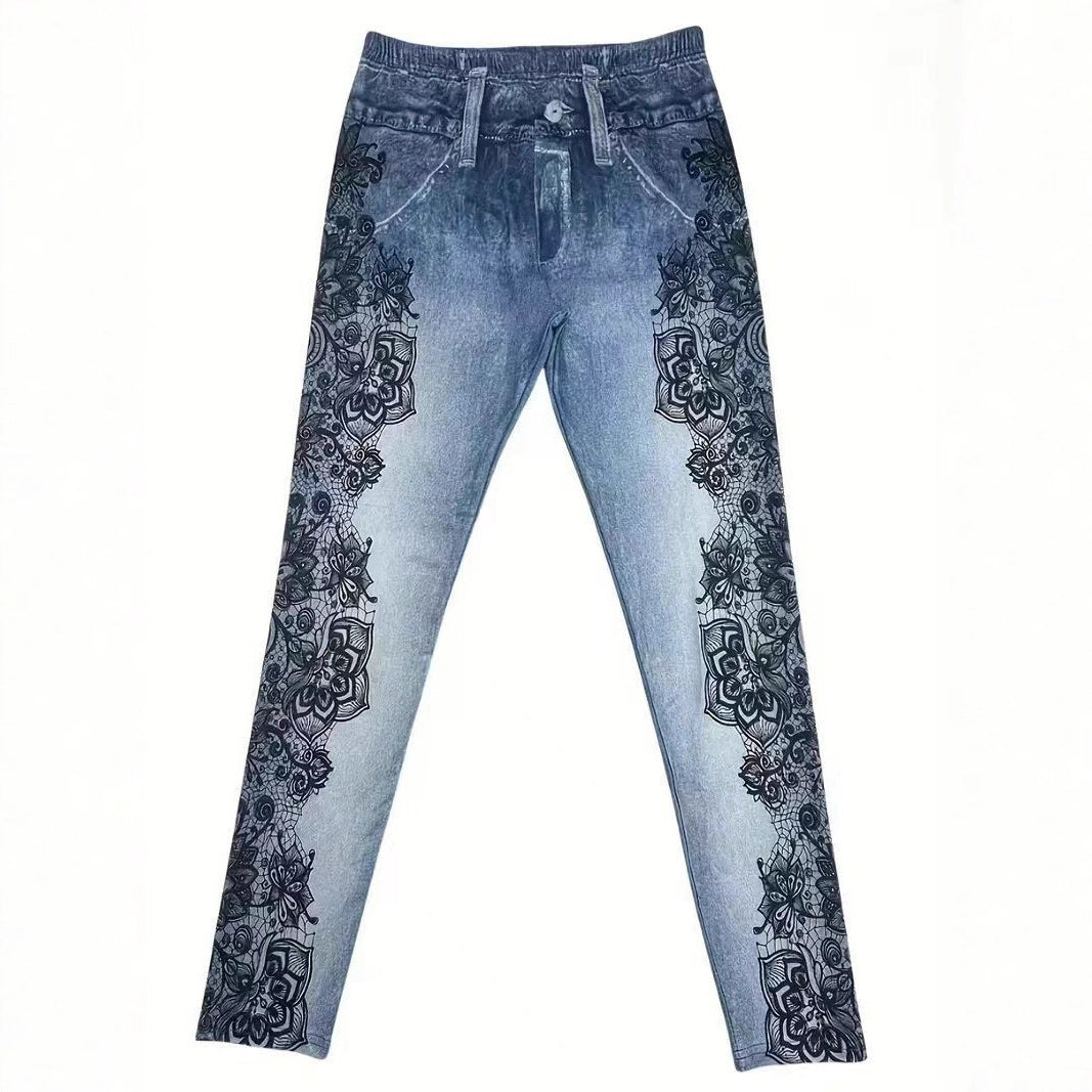Women’s High-Waist Printed Skinny Tapered Pants: Casual Slim Fit