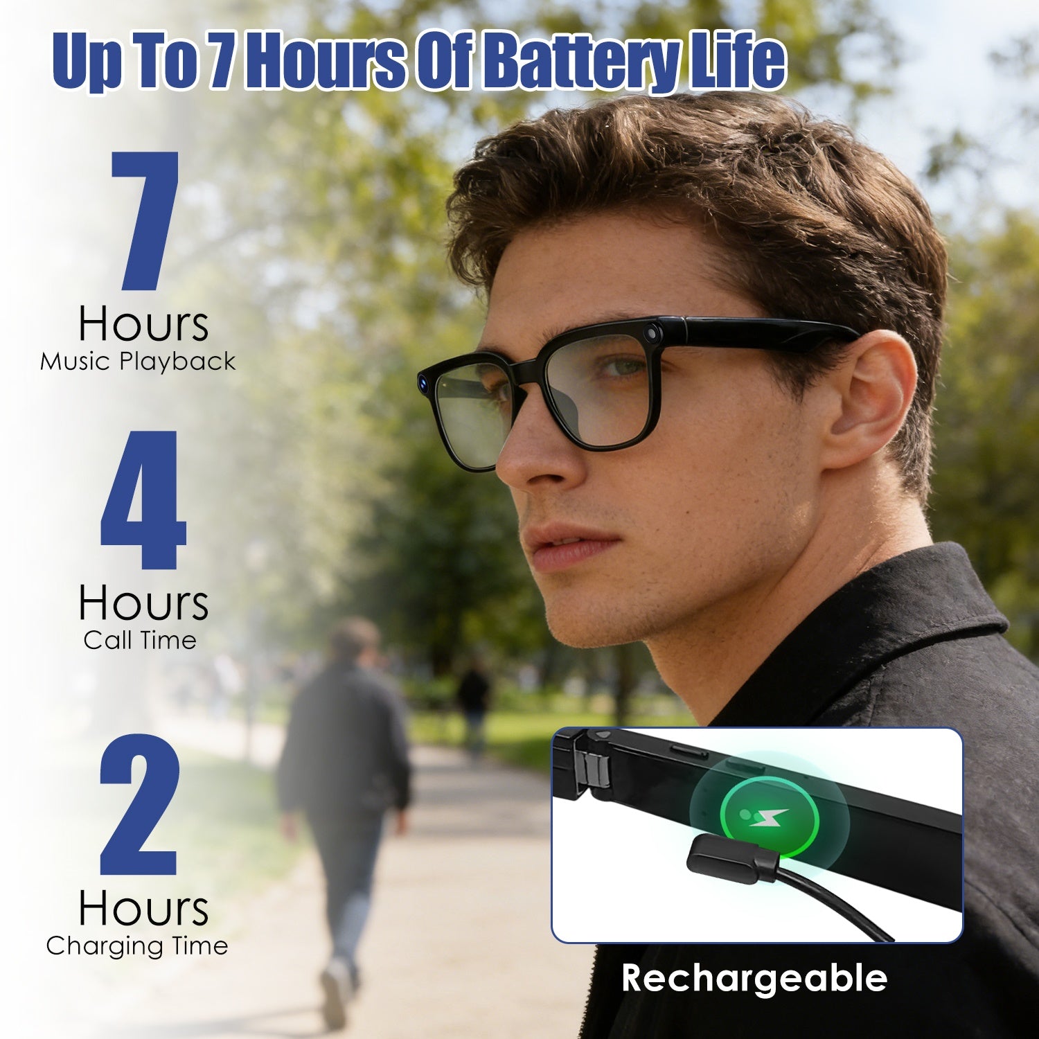 AI Smart Glasses – 8MP HD Camera, Real-Time Translation (139 Languages), Audio & Hands-Free Calling