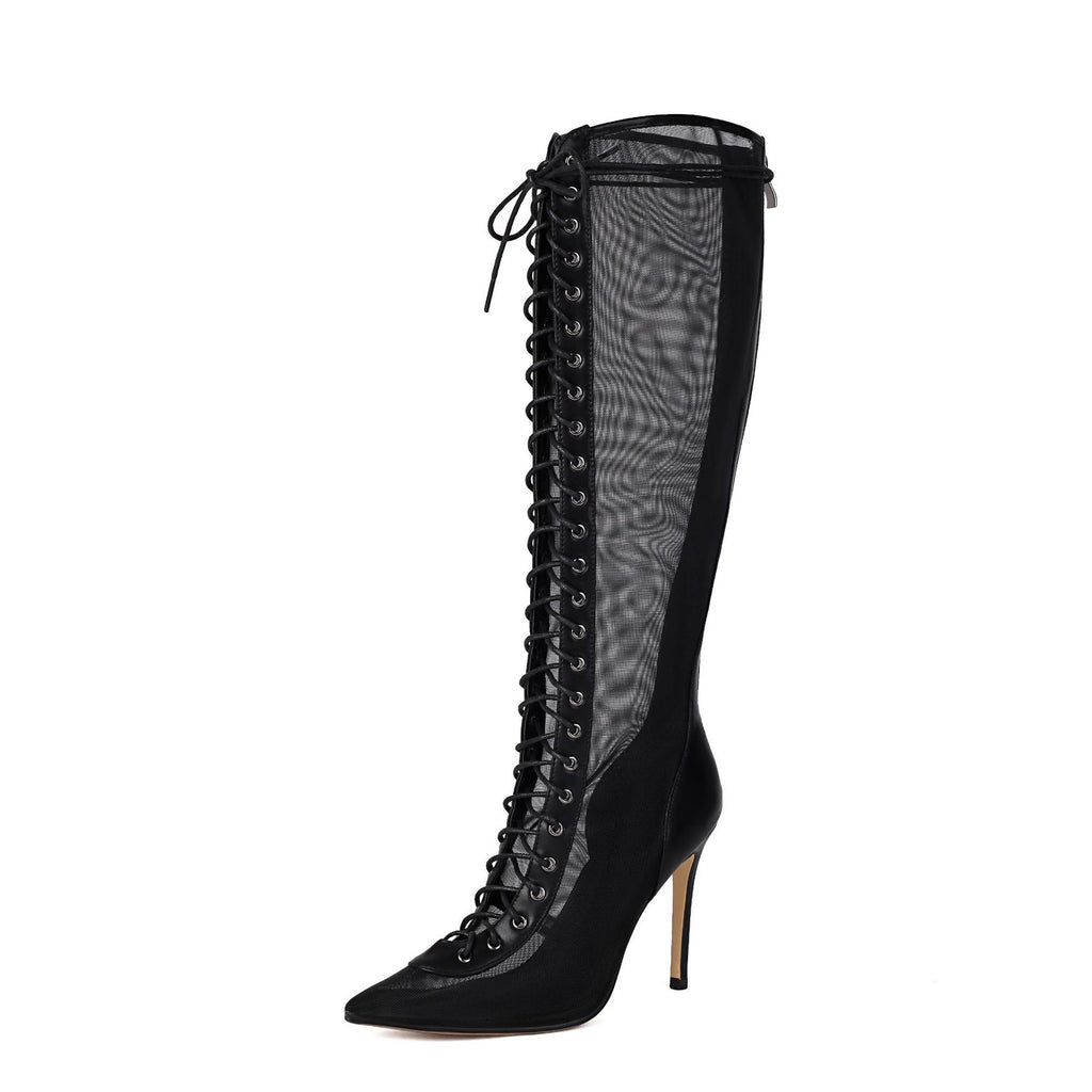 Women’s Sleek Leopard-Print Over-the-Knee High-Heel Sandals