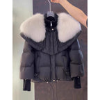 Petite Short Parka Coat: Thick Cotton Jacket with Faux Fur Collar