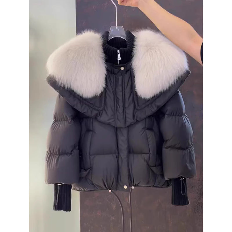 Petite Short Parka Coat: Thick Cotton Jacket with Faux Fur Collar