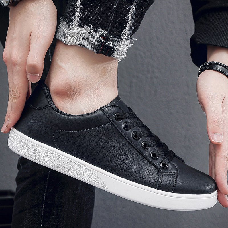 Comfort Fit Men’s White Leather Sneakers - Sixin1
