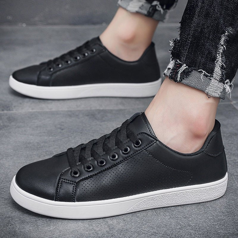 Comfort Fit Men’s White Leather Sneakers - Sixin1