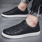 Comfort Fit Men’s White Leather Sneakers - Sixin1