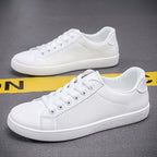 Comfort Fit Men’s White Leather Sneakers - Sixin1