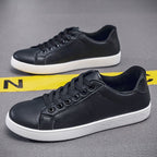 Comfort Fit Men’s White Leather Sneakers - Sixin1