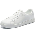 Comfort Fit Men’s White Leather Sneakers - Sixin1