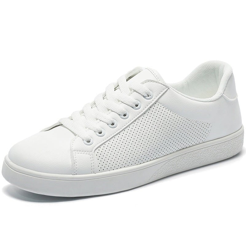 Comfort Fit Men’s White Leather Sneakers - Sixin1