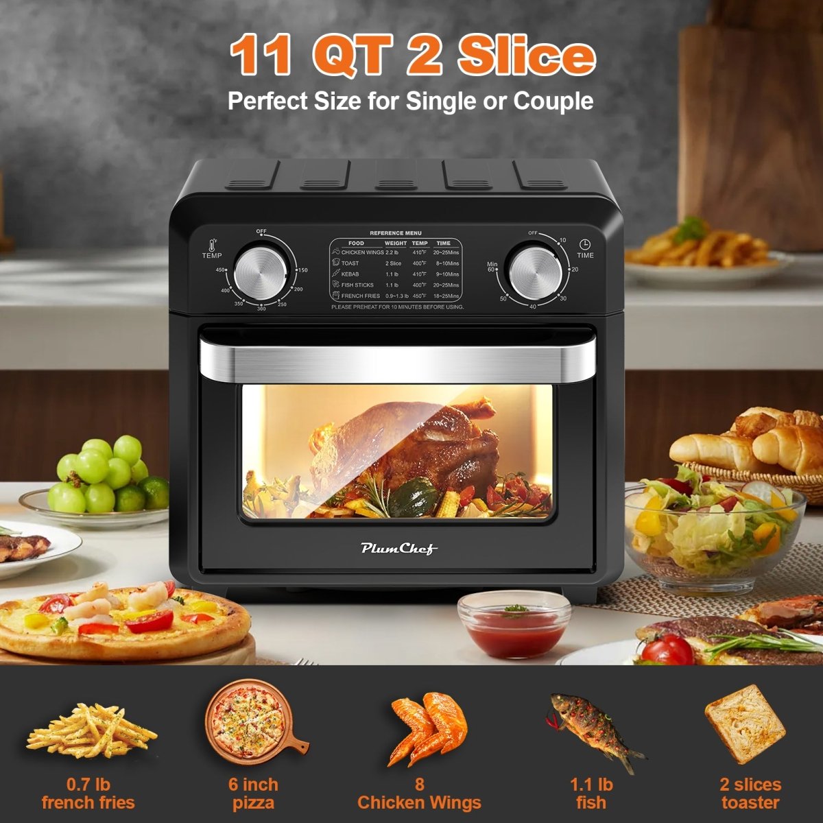 Compact 11QT Capacity: Space-saving design perfect for small kitchens, apartments, dorms, and couples without sacrificing functionality. - Sixin1
