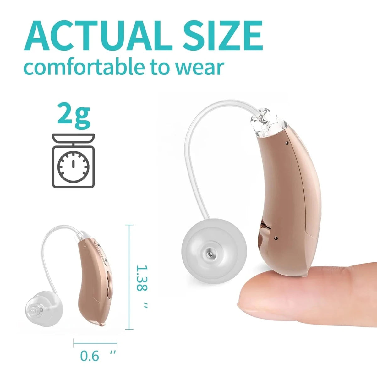 Coniler BTE Hearing Aids for Seniors – Battery Powered, Noise Reduction, Comfortable Behind - the - Ear Amplifiers (Pair) - Sixin1