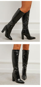 Crocodile - Print High - Heel Knight Boots From Europe And The US - Sixin1