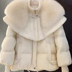 Petite Short Parka Coat: Thick Cotton Jacket with Faux Fur Collar