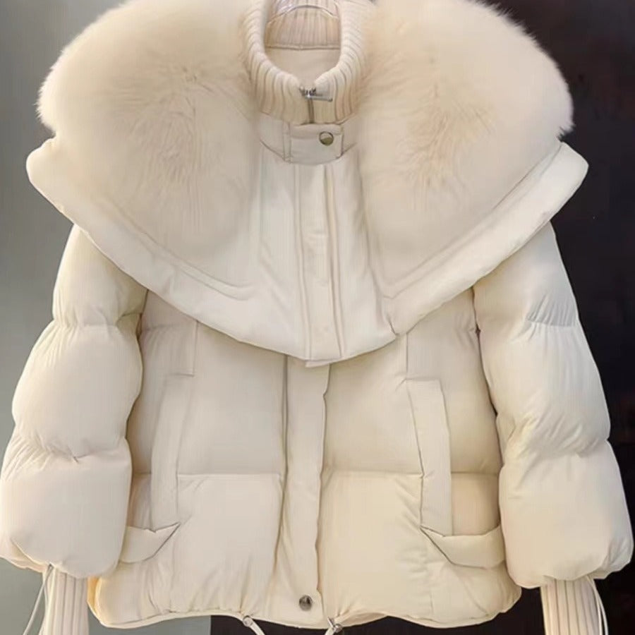 Petite Short Parka Coat: Thick Cotton Jacket with Faux Fur Collar