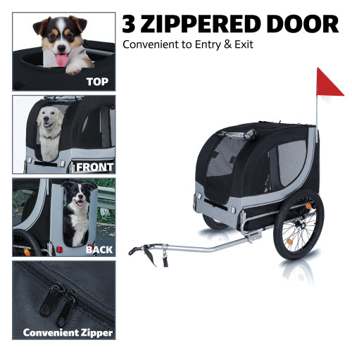Foldable Dog Bicycle Trailer – Outdoor Pet Carrier with Wide Fat Tires & Comfort Mat