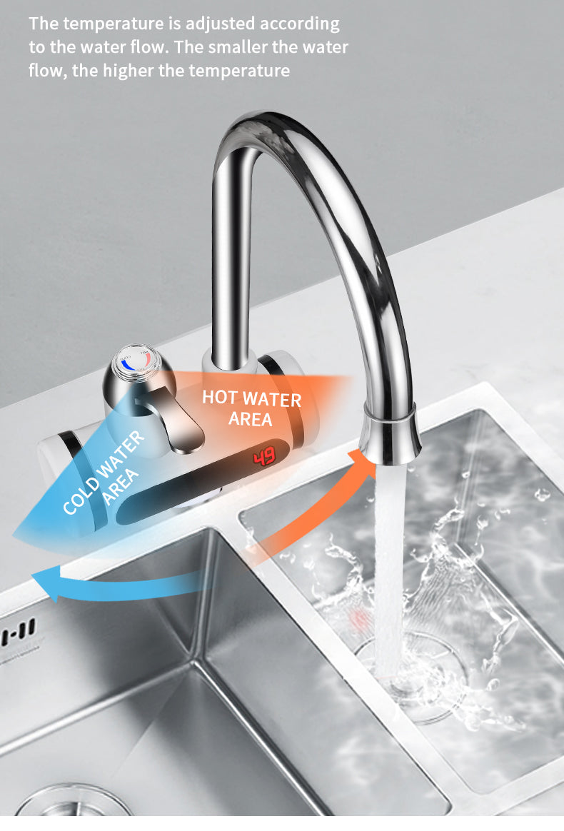 Electric Hot Water Faucet with Digital Temperature Display: Instant Kitchen Heater Tap