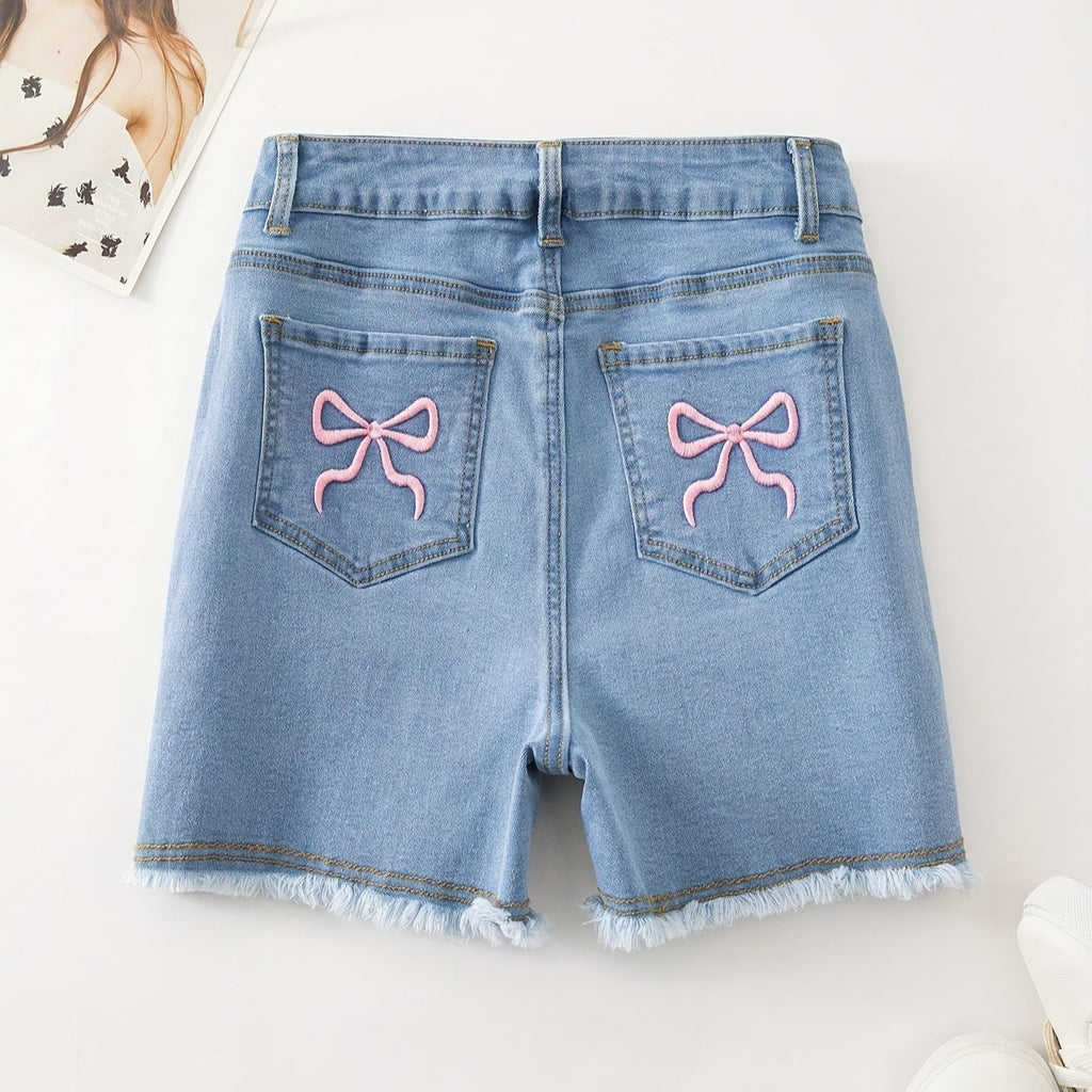 Women’s Bow-Knot Bodycon Denim Shorts: Cute Curve-Hugging Fit