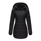 Women’s Quilted Mid-Length Coat, Slim Fit Warm Down Cotton Jacket for Winter