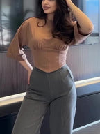 Women’s Solid Color Short-Sleeve Cropped Top