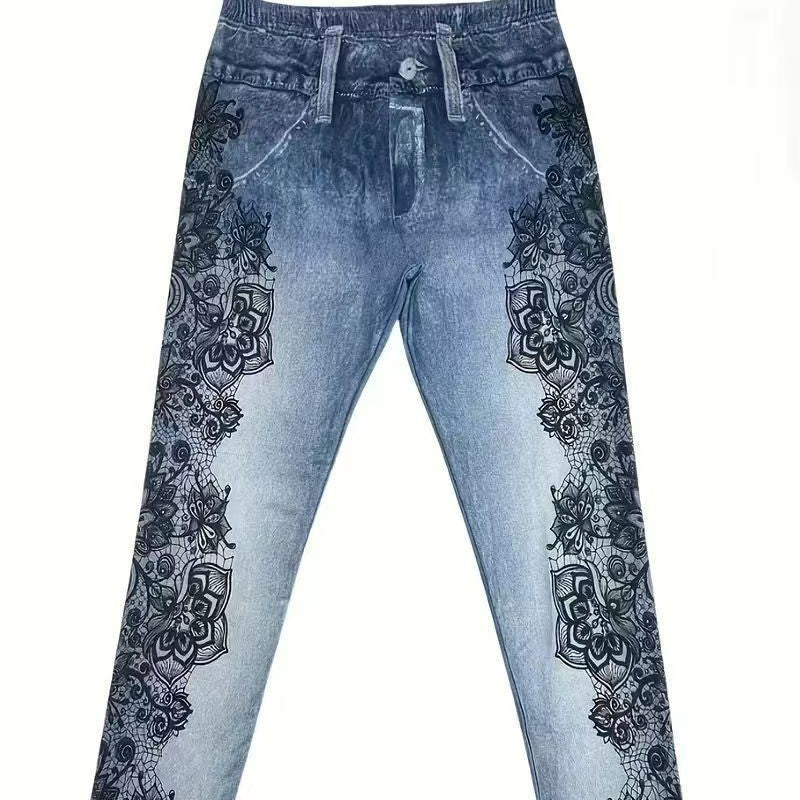 Women’s High-Waist Printed Skinny Tapered Pants: Casual Slim Fit
