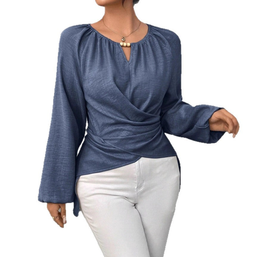Women's Woven Long-sleeve Top