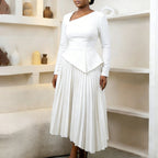 Asymmetrical Neck High-Waisted Midi Dress: Modern Elegant Silhouette