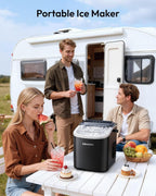 EUHOMY Portable Ice Maker: 26lbs/Day, 6 - Min Fast Ice, Auto - Clean, Countertop w/ Handle (Black) - Sixin1