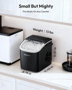 EUHOMY Portable Ice Maker: 26lbs/Day, 6 - Min Fast Ice, Auto - Clean, Countertop w/ Handle (Black) - Sixin1