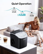 EUHOMY Portable Ice Maker: 26lbs/Day, 6 - Min Fast Ice, Auto - Clean, Countertop w/ Handle (Black) - Sixin1