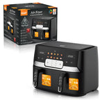 European Style Double Air Fryer: Twin Basket, Fast & Even Cooking System - Sixin1