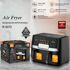 European Style Double Air Fryer: Twin Basket, Fast & Even Cooking System - Sixin1