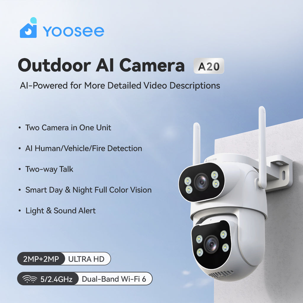 Yoosee AI Outdoor Security Camera: 2K HD WiFi 360° Surveillance with Smart Detection