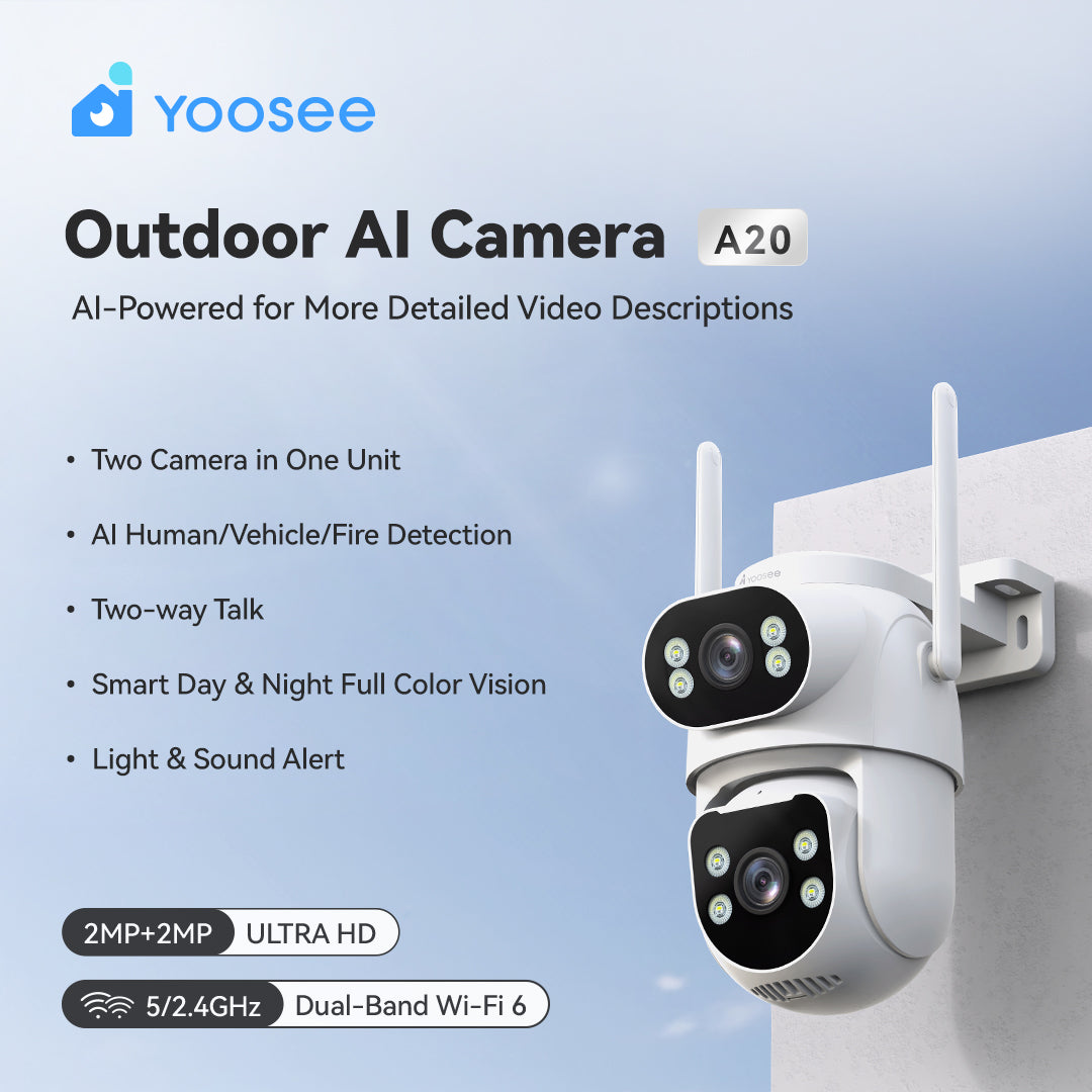 Yoosee AI Outdoor Security Camera: 2K HD WiFi 360° Surveillance with Smart Detection