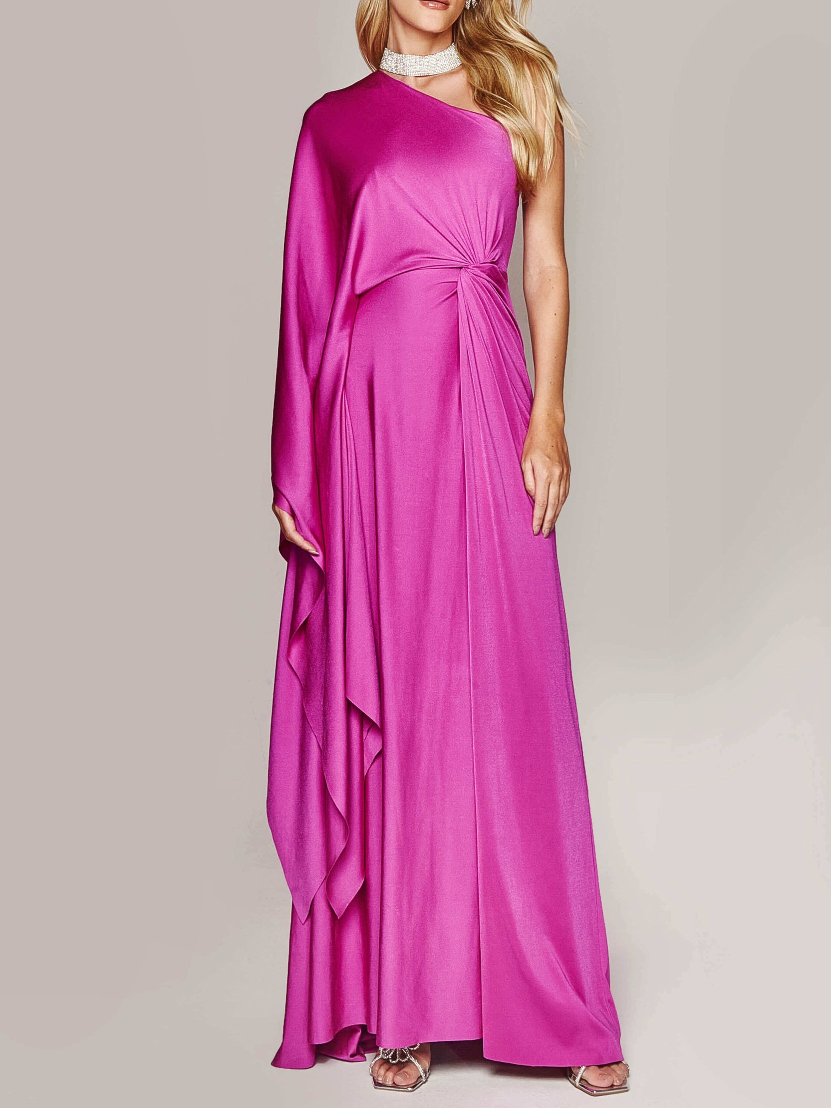 Women’s One-Shoulder Maxi Dress – Twist-Front Elegant Evening Gown
