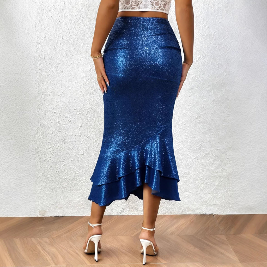 Women’s Low-Rise Shimmer Mermaid Skirt: Elegant Curve-Hugging Style