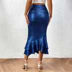 Women’s Low-Rise Shimmer Mermaid Skirt: Elegant Curve-Hugging Style