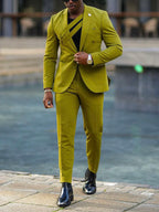 Olive Green Asymmetric Strap Suit