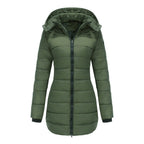 Women’s Quilted Mid-Length Coat, Slim Fit Warm Down Cotton Jacket for Winter