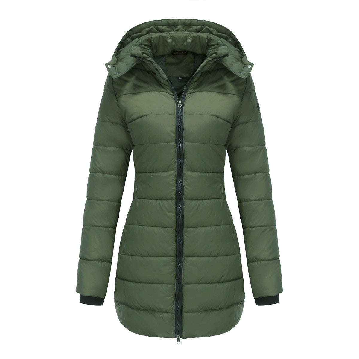 Women’s Quilted Mid-Length Coat, Slim Fit Warm Down Cotton Jacket for Winter