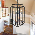 Farmhouse 8 - Lantern Chandelier – Industrial Multi - Tier Statement Light - Sixin1