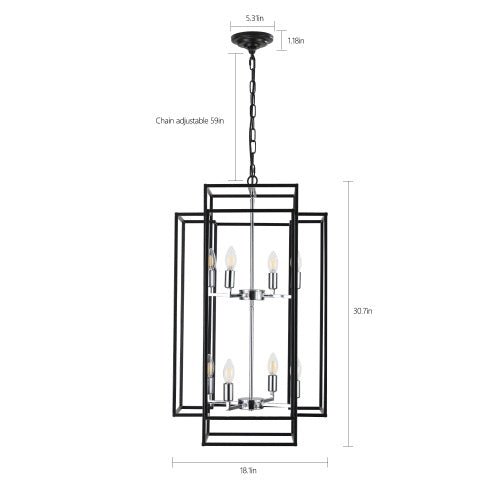 Farmhouse 8 - Lantern Chandelier – Industrial Multi - Tier Statement Light - Sixin1