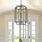 Farmhouse 8 - Lantern Chandelier – Industrial Multi - Tier Statement Light - Sixin1