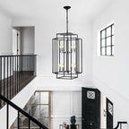 Farmhouse 8 - Lantern Chandelier – Industrial Multi - Tier Statement Light - Sixin1