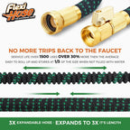 Flexi Hose 25FT Expandable Garden Hose – 8 Spray Modes, No-Kink Lightweight Design, 3/4” Solid Brass Fittings, Durable 4-Layer Latex Core, Heavy-Duty Outdoor Hose (Green) - Sixin1