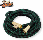 Flexi Hose 25FT Expandable Garden Hose – 8 Spray Modes, No-Kink Lightweight Design, 3/4” Solid Brass Fittings, Durable 4-Layer Latex Core, Heavy-Duty Outdoor Hose (Green) - Sixin1