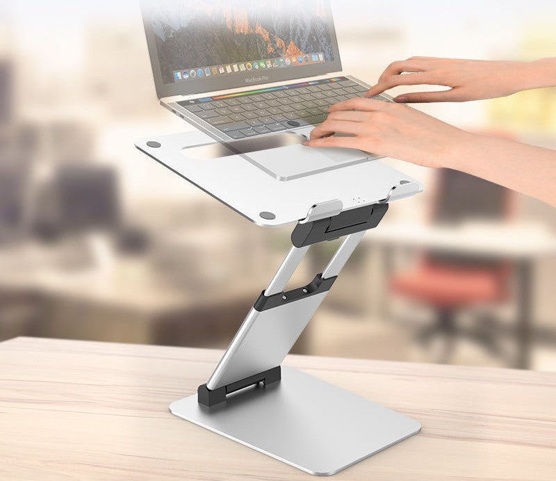 Foldable Notebook Stand: Double-Arm Stepless Adjustable Laptop Holder - Sixin1