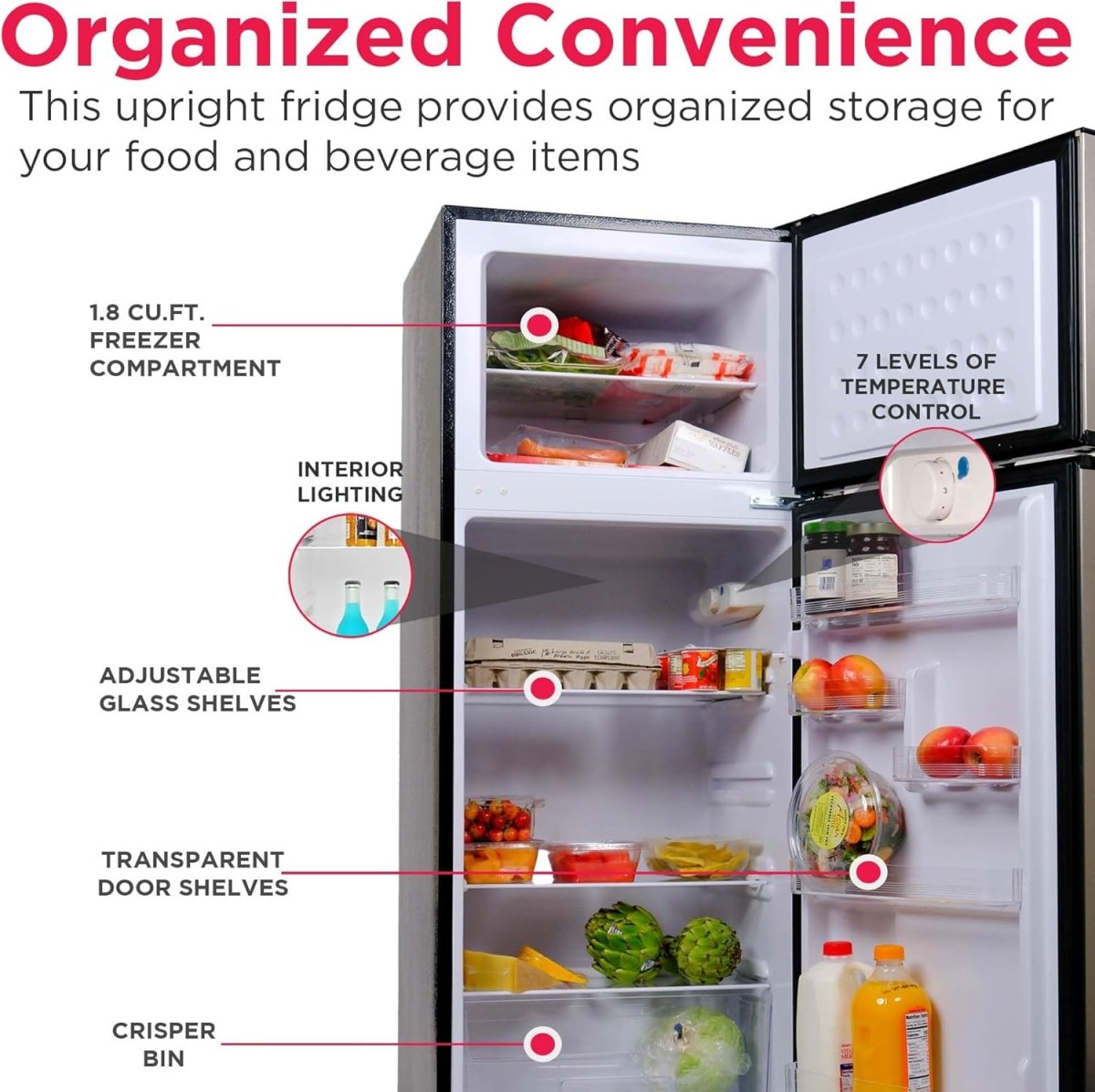 Frigidaire 7.5 Cu Ft Retro Top Freezer Fridge – Black - Sixin1