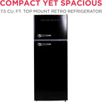 Frigidaire 7.5 Cu Ft Retro Top Freezer Fridge – Black - Sixin1
